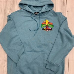 Power Rangers Blue Retro Pullover Long Sleeve Hoodie Sweatshirt Mens M 9…
